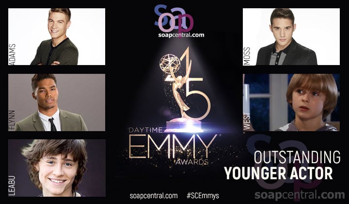 2018 Daytime Emmy Younger Actor nominees: Lucas Adams, Rome Flynn, Tristan Lake Leabu, Casey Moss, and Hudson West